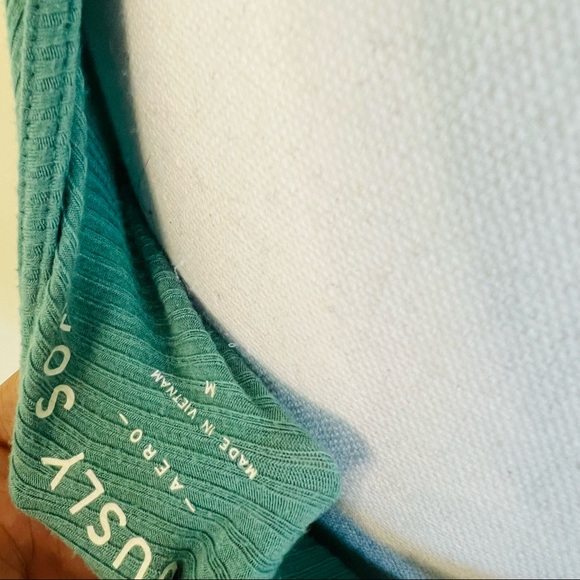 NWOT Teal Green Blue O-Ring Cutout Back Short Sleeve Crop Top - Picture 5 of 5